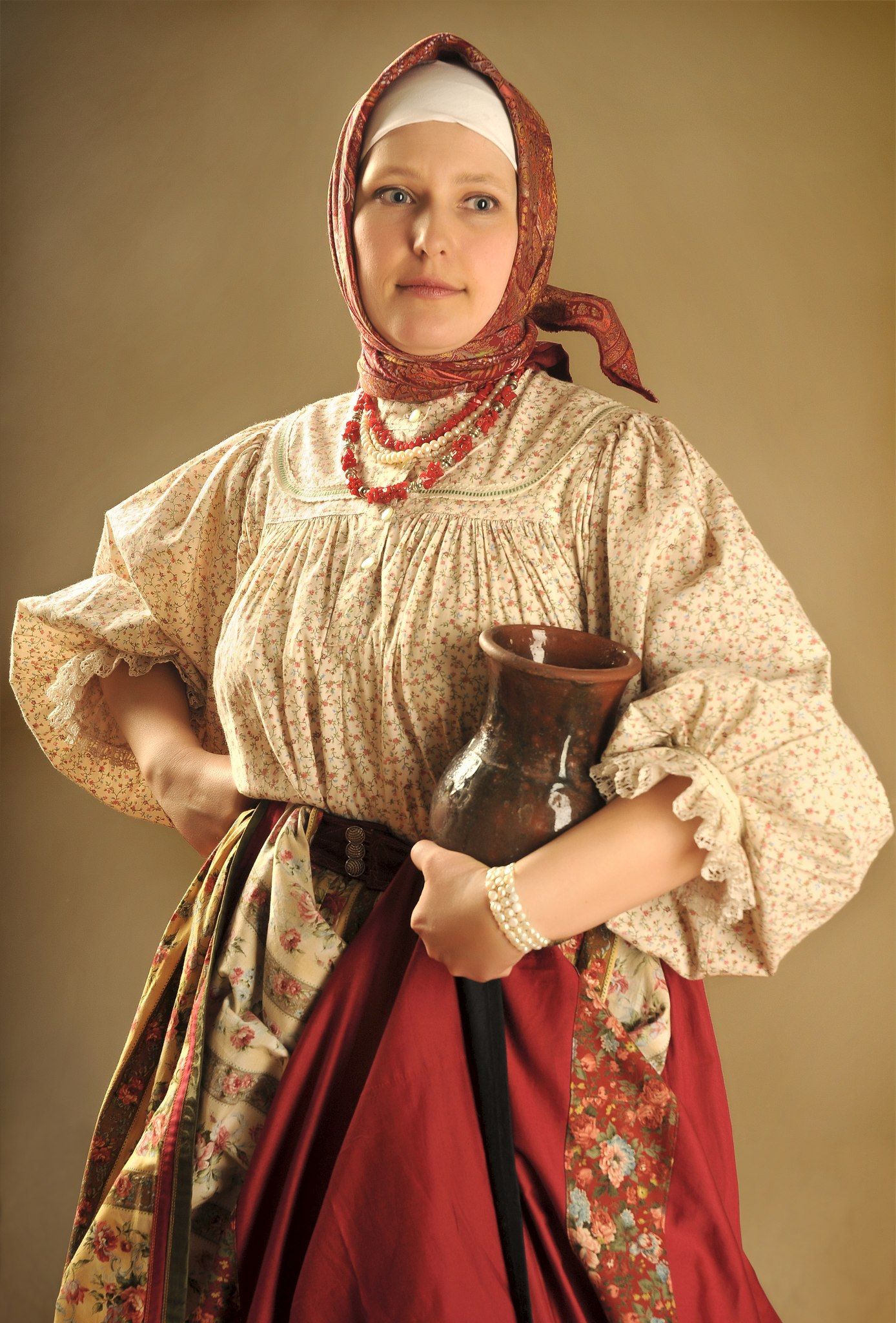 Girls in Slavic costumes in Yerevan