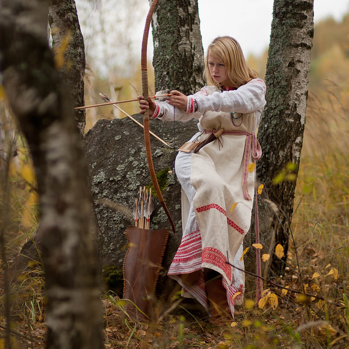 Sexy photo Girls in Slavic costumes in Yerevan